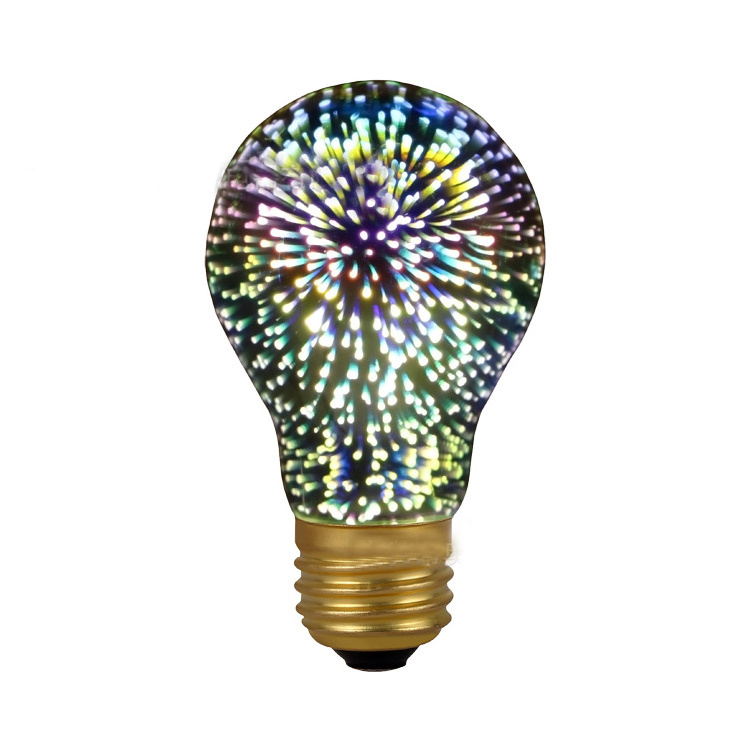 2024 Newest Design ST64 G95 A60 G125 RGB Automatic color change festiveness 3D fireworks light bulb for living room