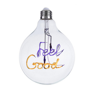 China Professional Customized E26 Base Decorative Filament Bulb, Amber G125 Series led text bulb