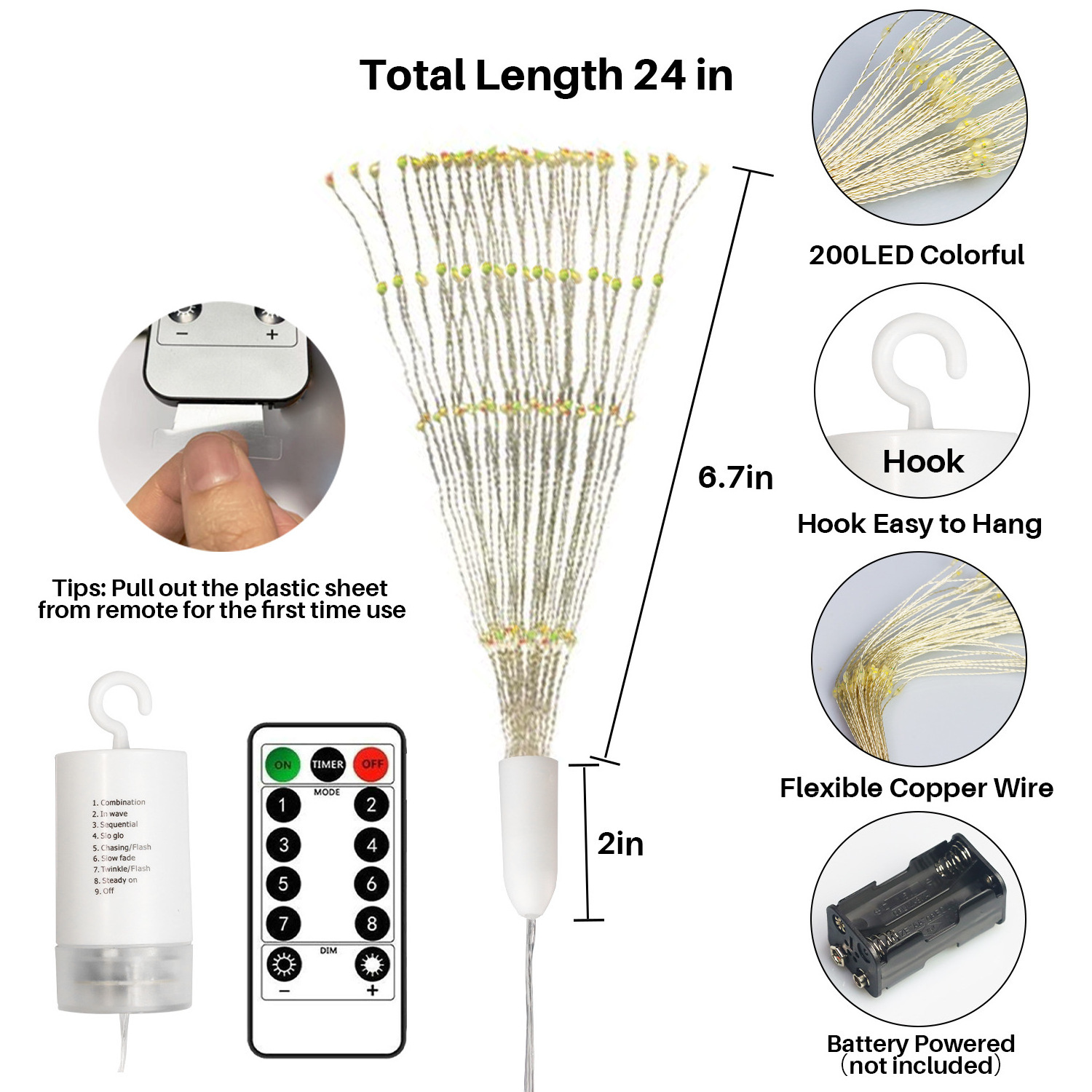 3D LED Strip Lights Fireworks Outdoor Solar Garden Lamp IP65 Waterproof Outdoor Christmas Diy Garland Fairy Light