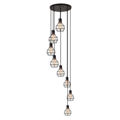 Nordic industrial retro style multi heads pendant lamp corner stair chandelier loft triangular iron hanging light