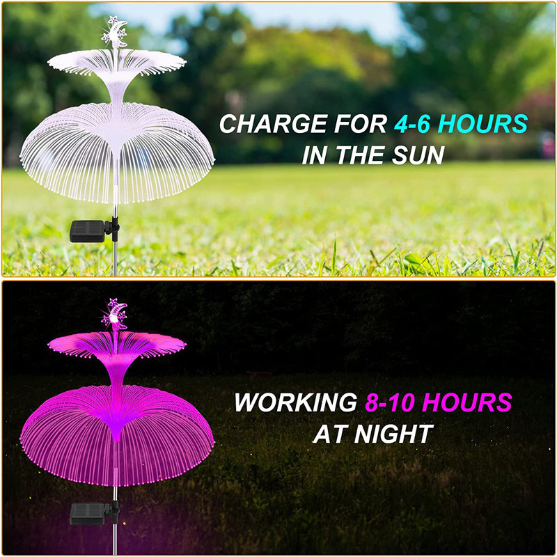 Hot new garden fiber optics solar lights led colorful fiber optic jellyfish floor lamp garden villa decorative lamp