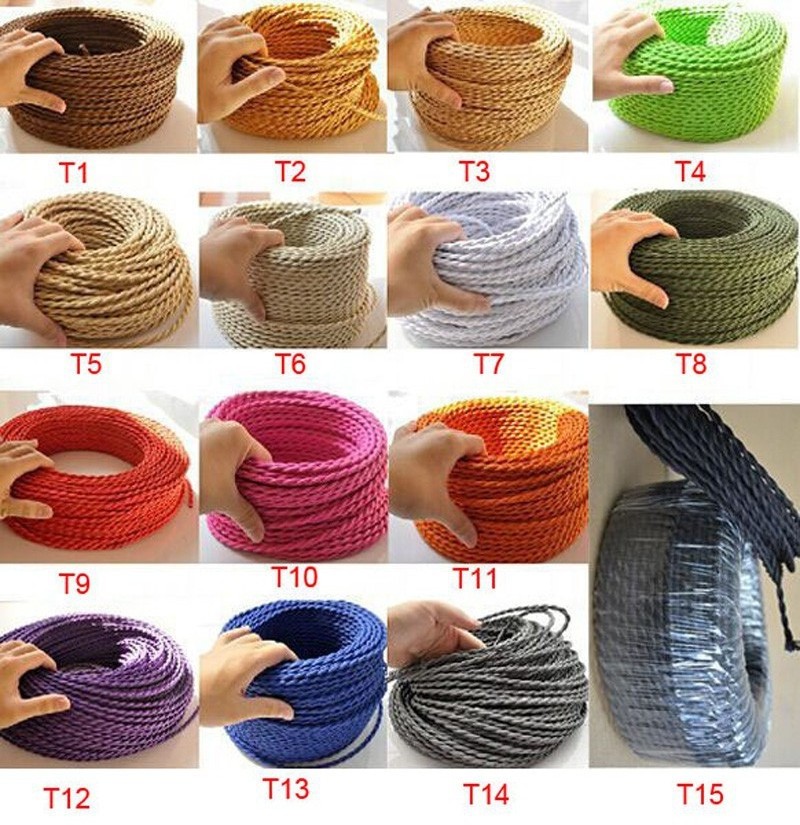 Braided Cable 2 or 3 Copper Core Textile Cable 0.75mm Electrical Fabric Cable Wire Electrical Wire