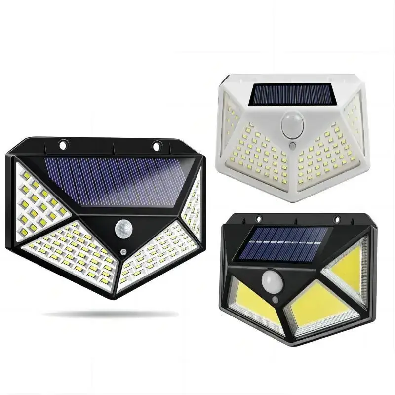 Solar garden lights outdoor 100LED wall led warm flood lights yard garden solar street light