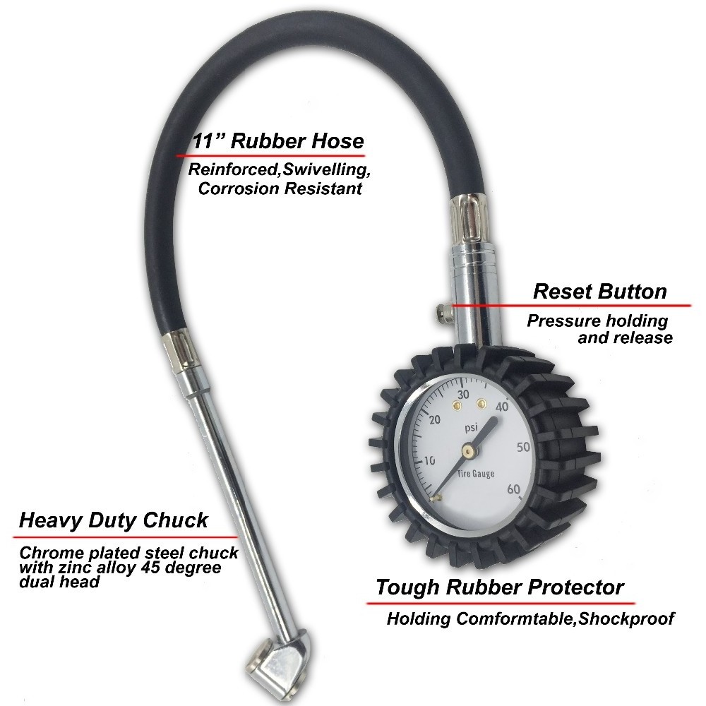 Heavy Duty Godeson Excell Tire Pressure Gauge 0-60psi Professional for trucks, motorcycles, automobiles