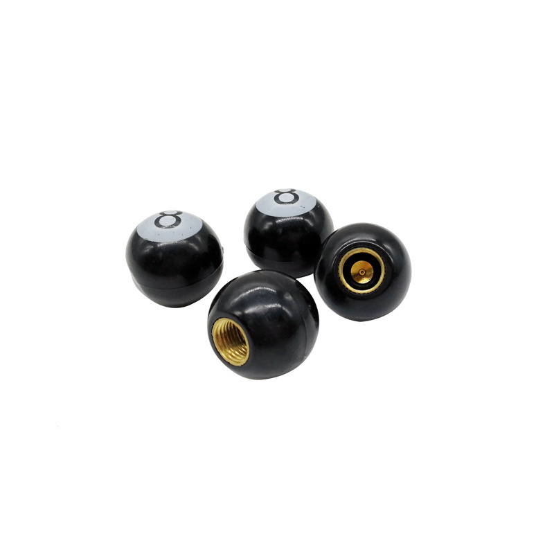 OEM Custom Black 8 EightBalls Plastic ABS Tire Valve Stem Dust Caps