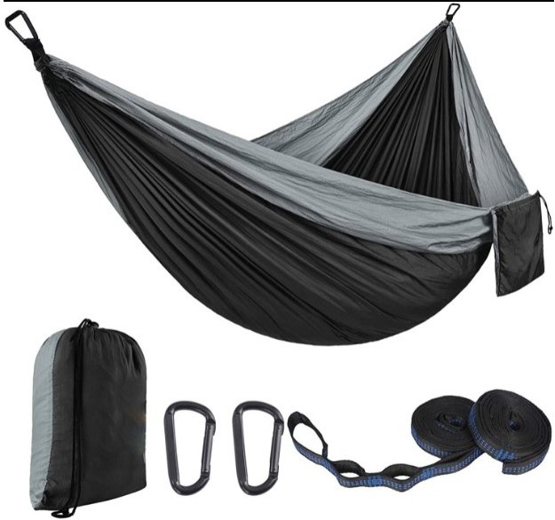 Lightweight Nylon Parachute Double & Single Portable Camping Hammocks with 2 Tree Straps for Backpacking