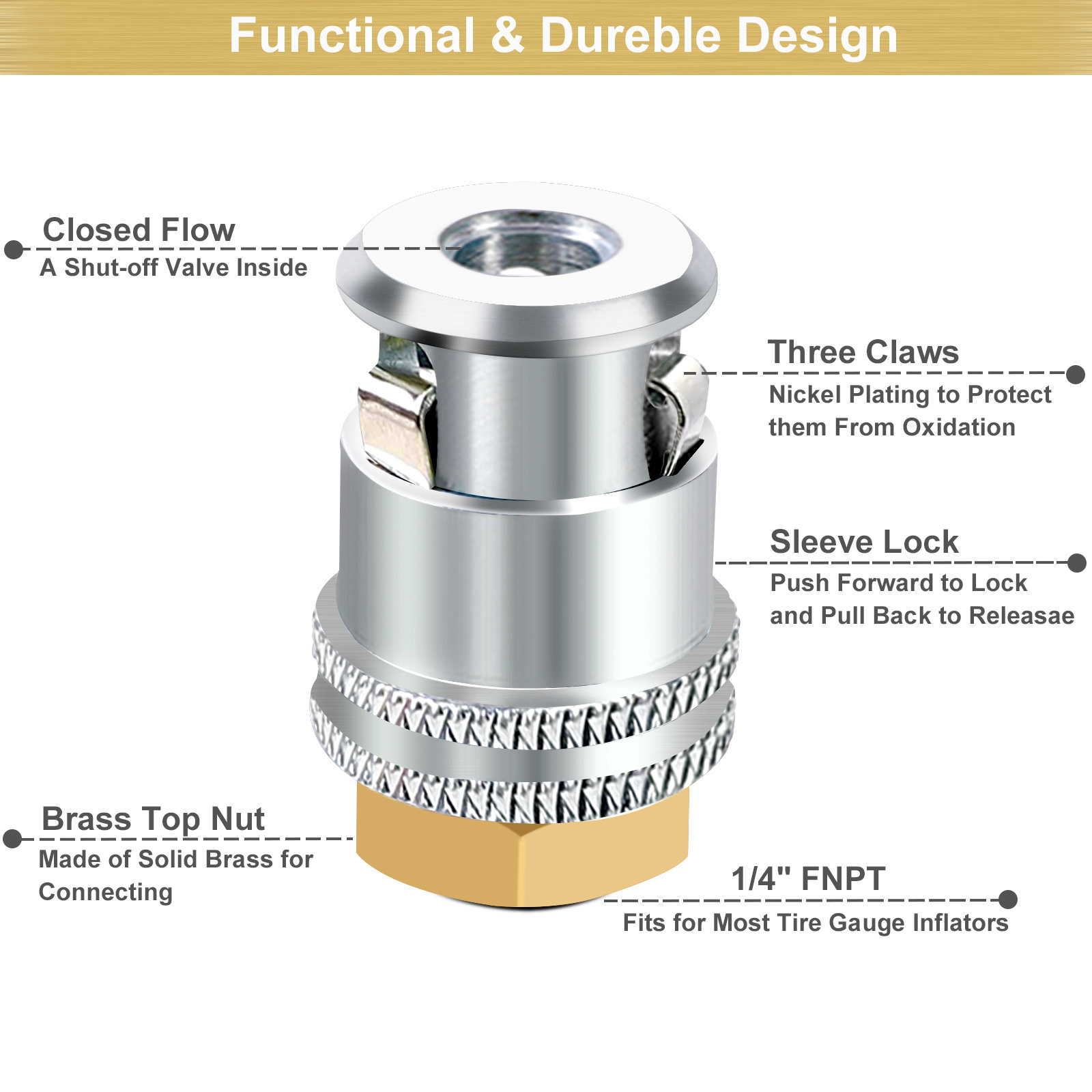 New Design Heavy Duty Closed Flow Tire Are Chuck, 1/4