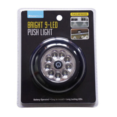 Bright 9 LEDs Round Self Adhesive Push Light Touch Night Light