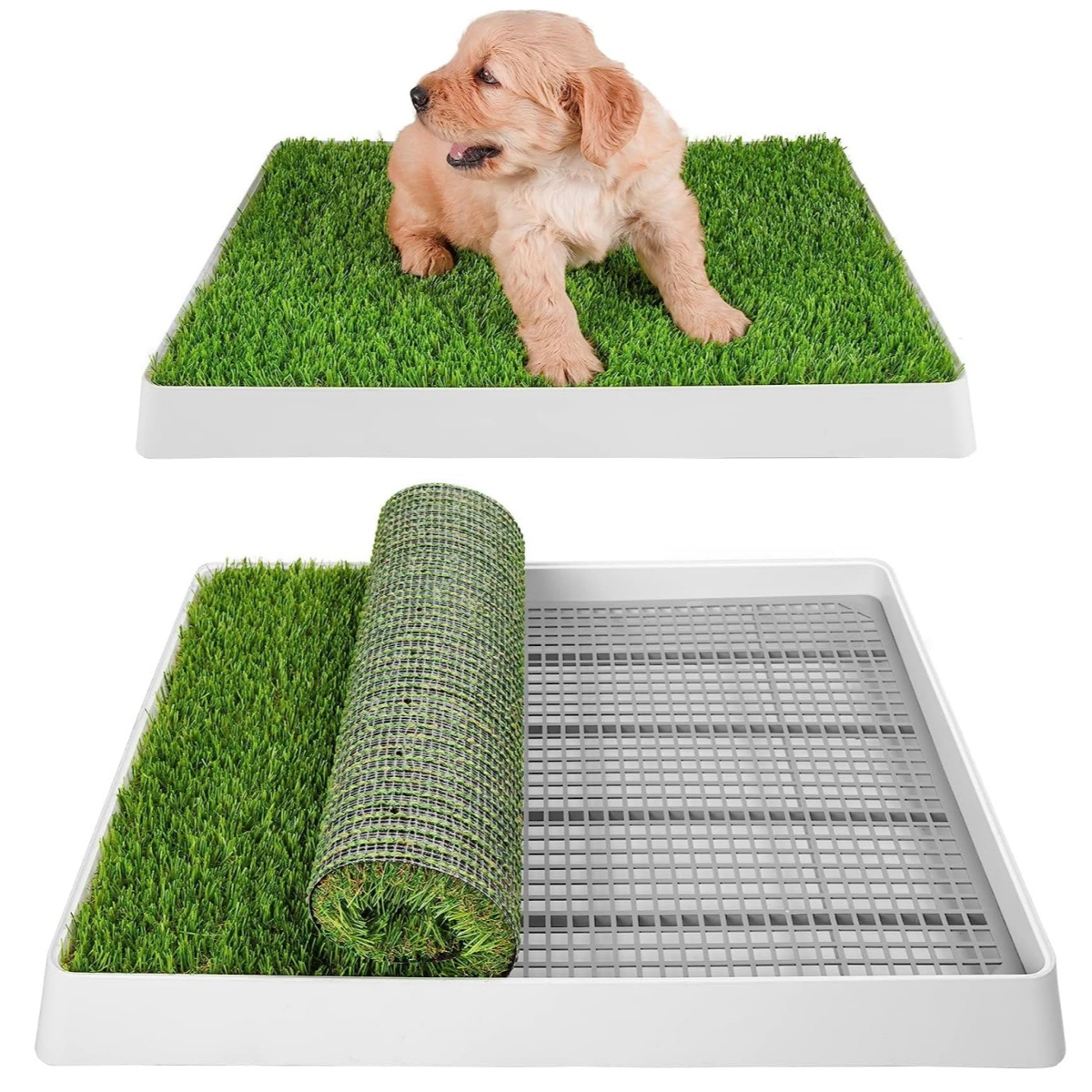 Indoor Pets Dogs Plastic Pee Pad Artificial Grass Reusable Puppy Toilet Tray Holder