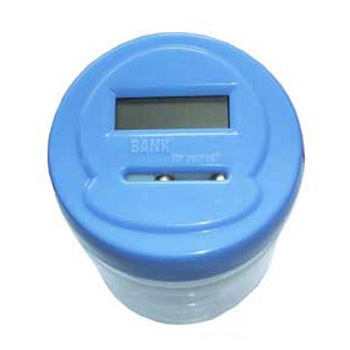 Transparent clear plastic coins counter Jar digital Jar shape money boxes with custom logo