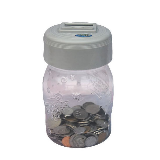 Transparent clear plastic coins counter Jar digital Jar shape money boxes with custom logo