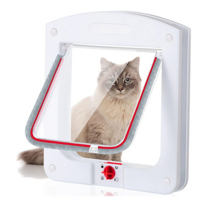 Weatherproof Pet Cats Flap Interior Exterior 4 Way Rotary Safe Magnetic Lock Door With Brush