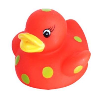 Eco-friendly Bath Rubber Toy Dot Printed Rubber Baby Tub Floating Duck