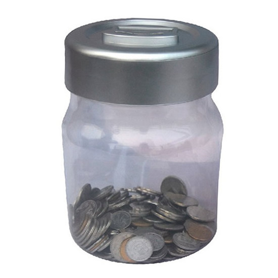 Transparent Money piggy bank custom logo digital counting Coin storage Jar