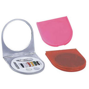 Plastic round mirror sewing kit set box Promotional