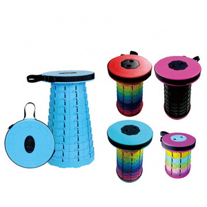 Outdoor Collapsible Retractable Plastic Stool Camping Folding Telescope Stool with cushion