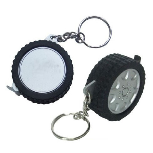 Custom portable small 1 meter Tire shape Tape Measure Ruler with key ring