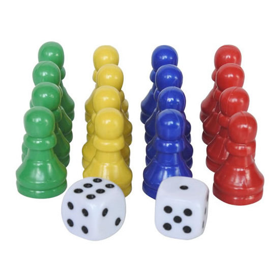 Bulk Colorful Table game Plastic pawn game pieces chips with Dices