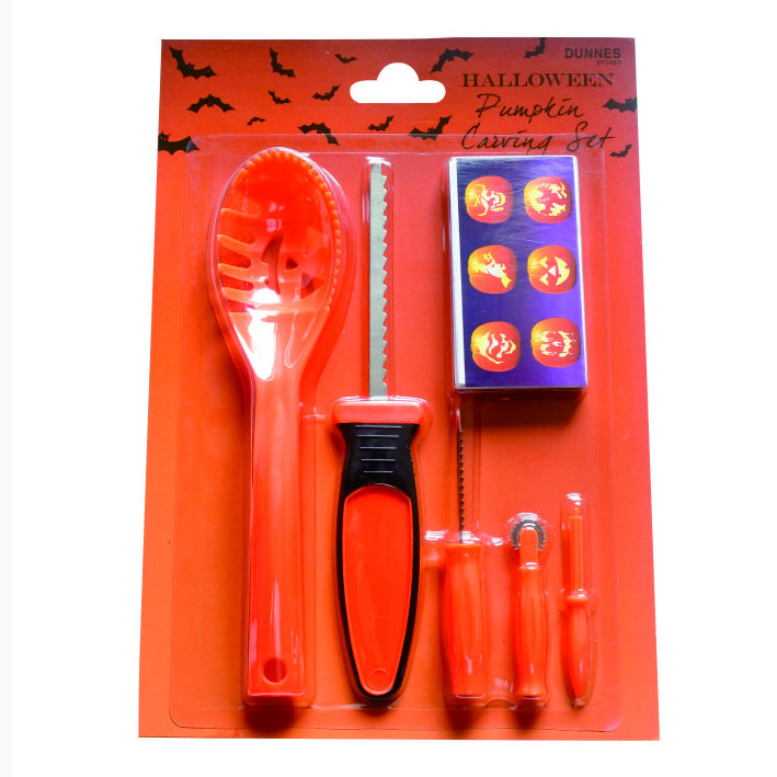 Halloween Pumpkin Plastic Carving Tools Kits With Led Light And Blister Package