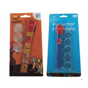 Halloween Children Plastic Logo Printed LED Projector Flashlight