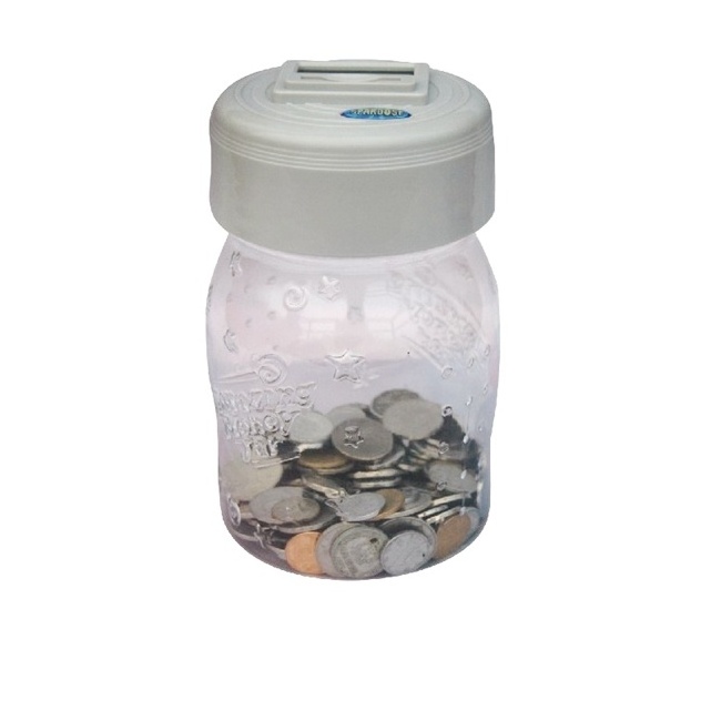 Custom logo transparent Jar digital counting coin piggy bank