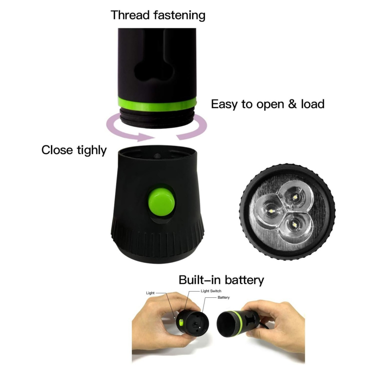 Led Flashlight Pet Dogs Poop Bag Holder Dispenser With Biodegradable Waste Bags