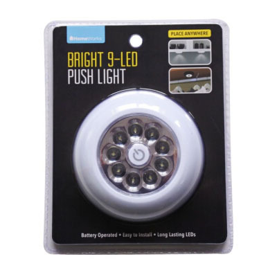 Bright 9 LEDs Round Self Adhesive Push Light Touch Night Light