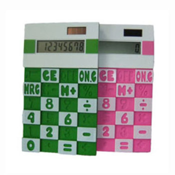 Dual Power Foldable Printed Logo 8 Digits Silicone Mini Calculator