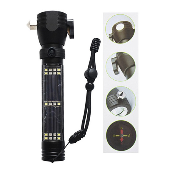 USB Charging Car Emergency Flashlight with Safety Hammer