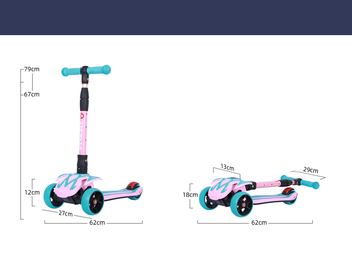 3 Wheels Kids 110mm Big Wheels/rubber Wheels Foldable Foot Kick Scooter 100% Aluminum Adult Scooters