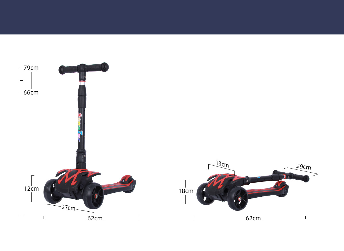 3 Wheels Kids 110mm Big Wheels/rubber Wheels Foldable Foot Kick Scooter 100% Aluminum Adult Scooters