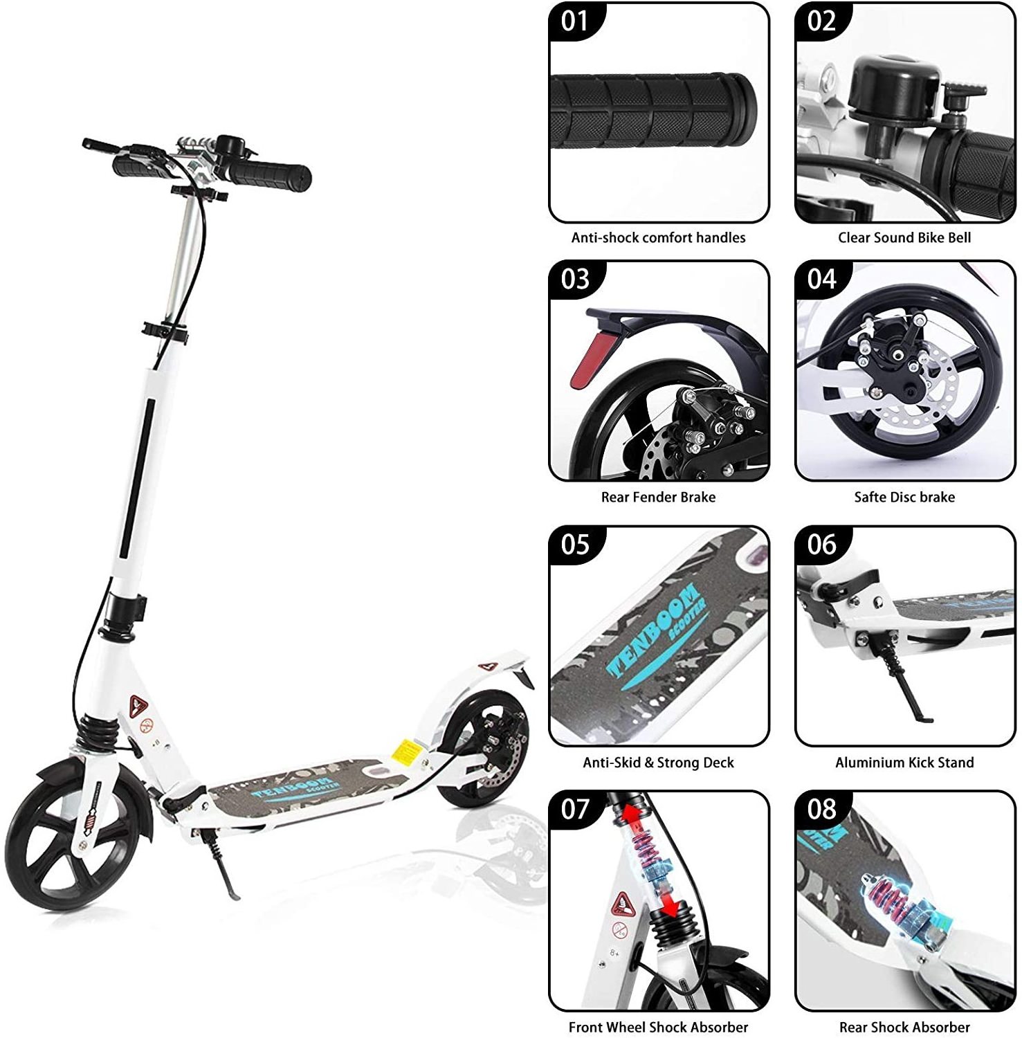 Hand Adjustable Foldable Portable 2 Wheel Scooter For Teens Adults/ Kick Scooters Foot Scooters For Adults