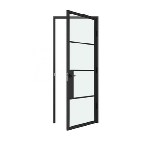 French Style Glass Door and Steel Framed Swing Glass Door with lock,  lock door with glass and steel frame