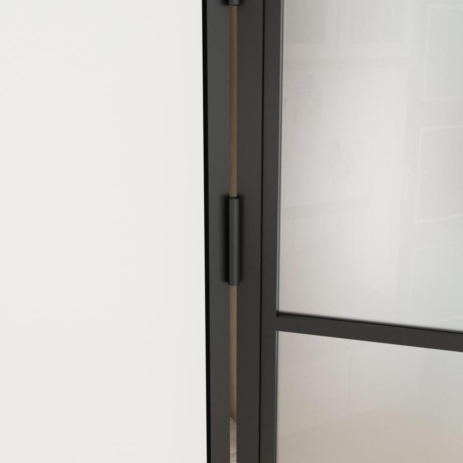 New stylish interior black steel frame french penal swing door With Lock