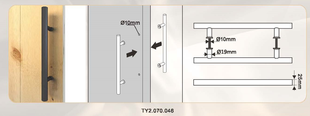 Barn Door Handle Black Solid Steel Gate Handle, Pull for Sliding Barn Doors Gates Garages Sheds