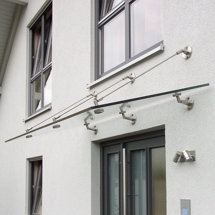 Modern Style Suppliers Glass Door Canopy With Stainless Steel Bracket