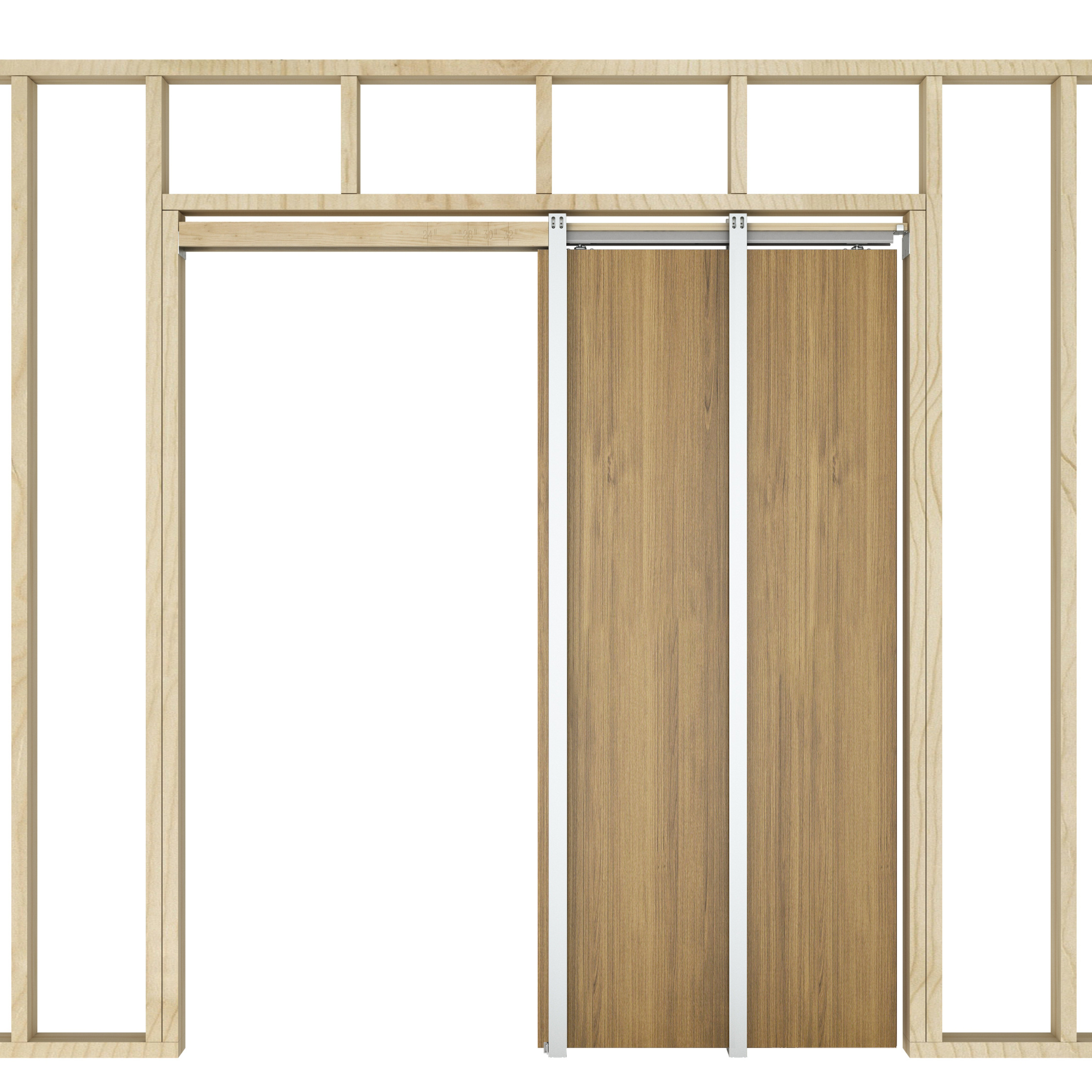 Customize High Quality Soft-Close Interior Modern  Sliding Wooden  Hidden Pocket Door with Frame Kits