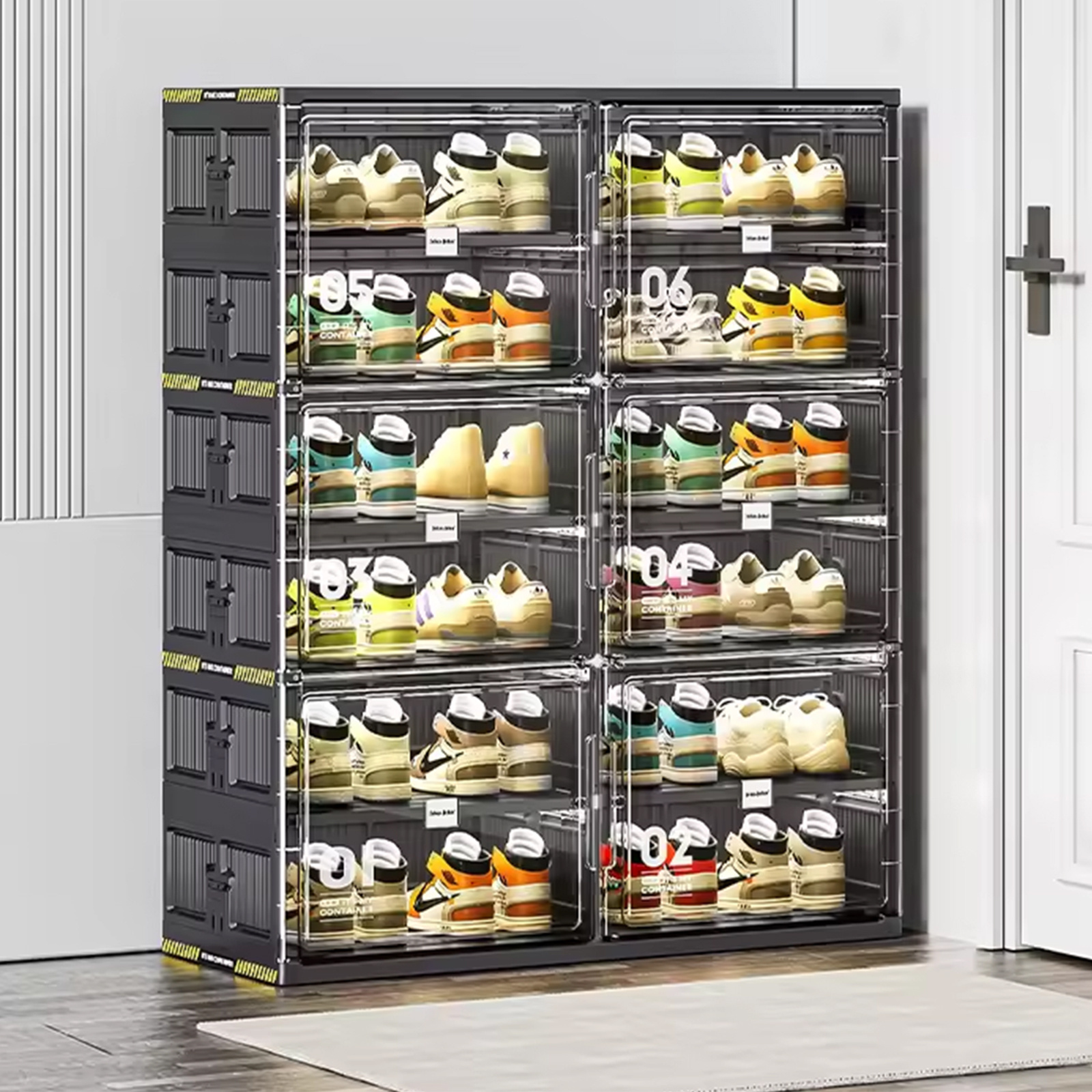 Environmentally Friendly Stackable Plastic Collapsible Shoe Storage Containers Short Boots Cabinet Rack Bin Box Organizer