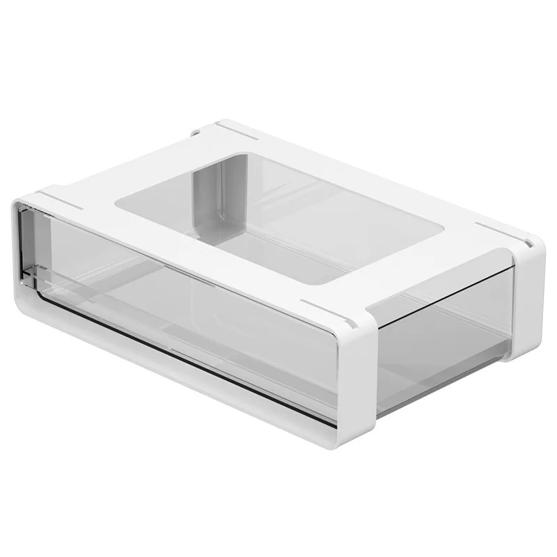 Transparent PET Storage Box Hidden Under Desk Easy Installation Multifunction Storage Drawer