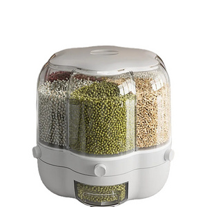 Factory sale 360 Degree Rotating Kitchen Plastic Rice Container Bulk Rice Grain Cereal Dry Food Storage Dispenser