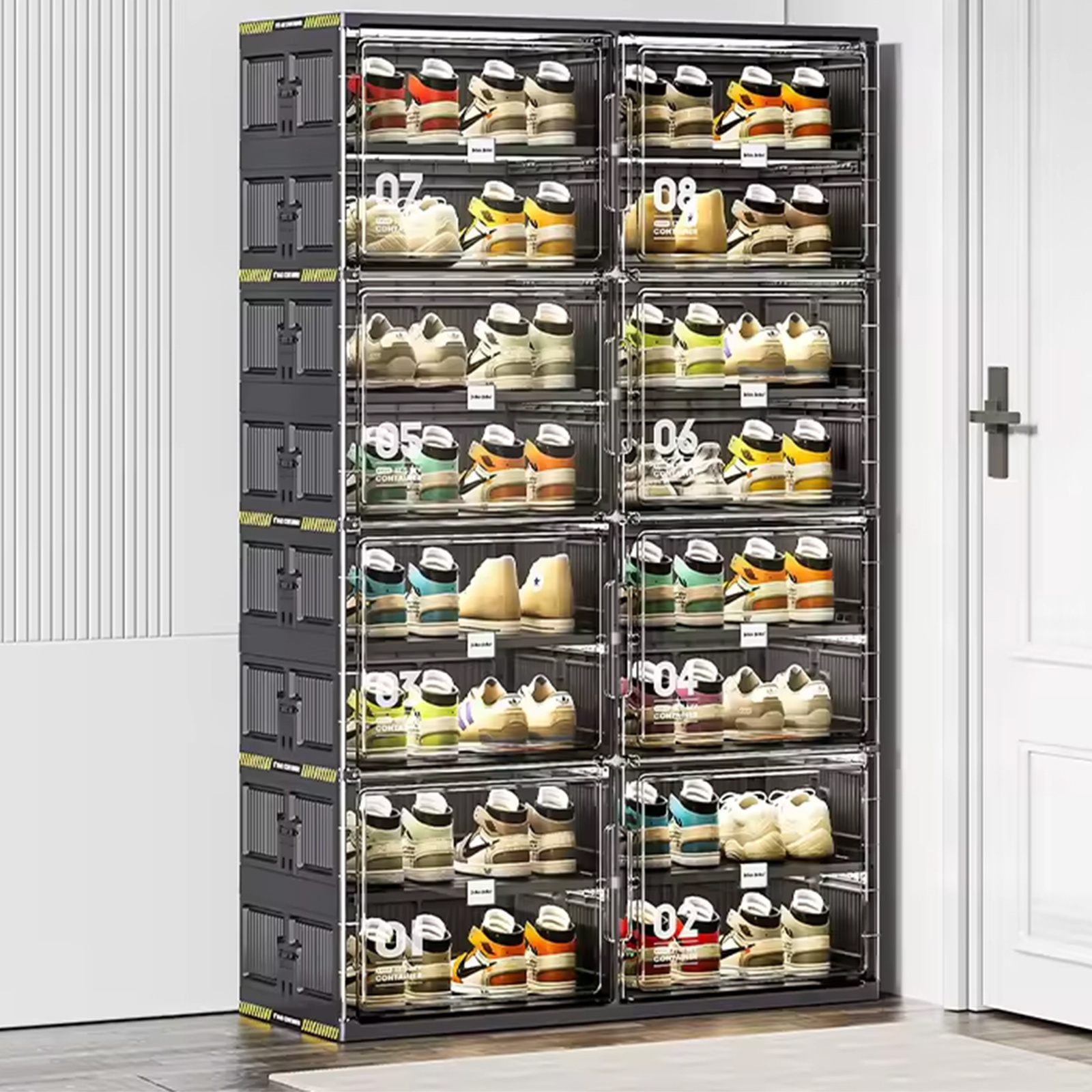 Environmentally Friendly Stackable Plastic Collapsible Shoe Storage Containers Short Boots Cabinet Rack Bin Box Organizer