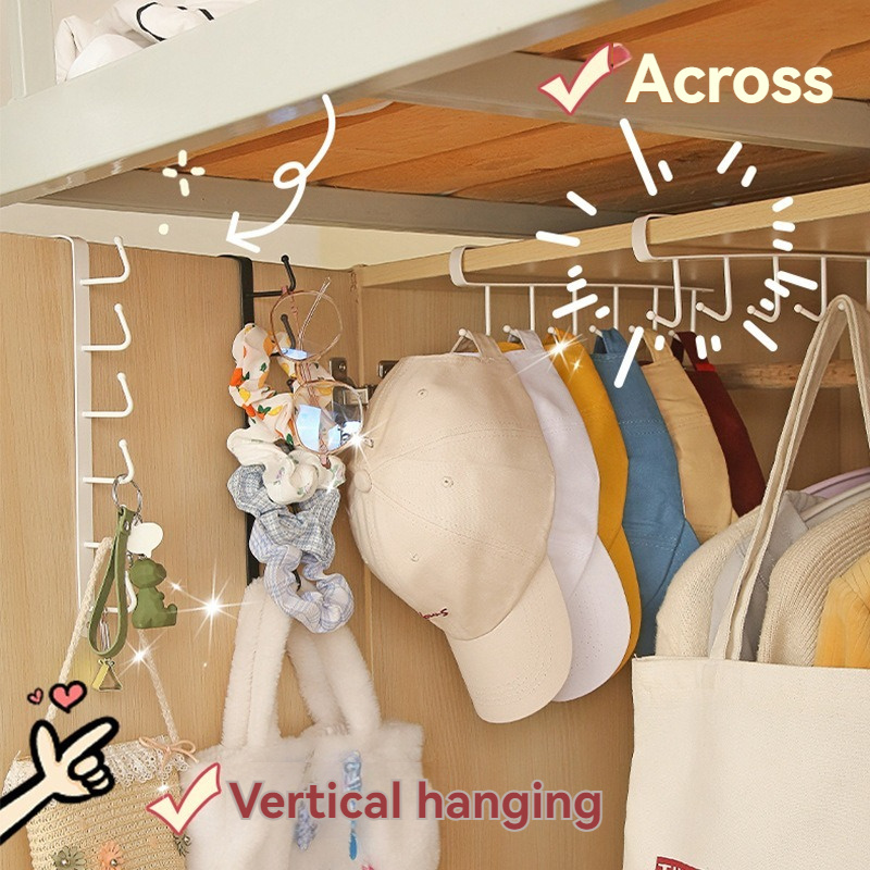 Long row of hook bag hanger behind the door dormitory storage hanger wall storage rack hat storage artifacts