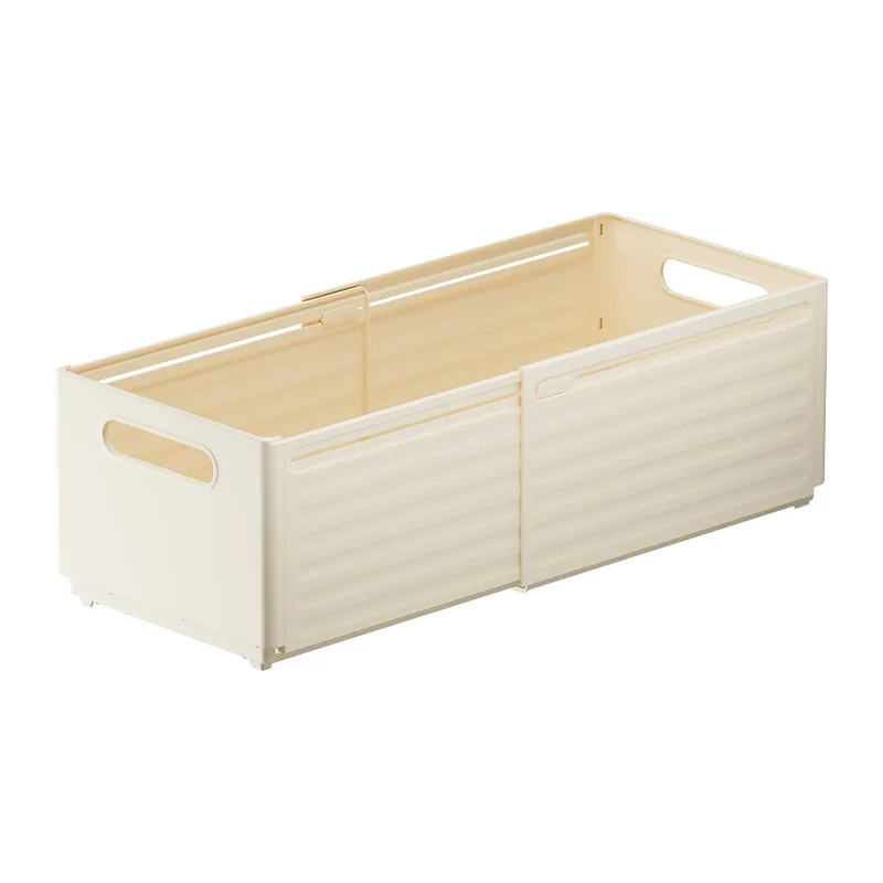 Foldable retractable storage drawer style desktop kitchen organizing box deep cabinet storage box