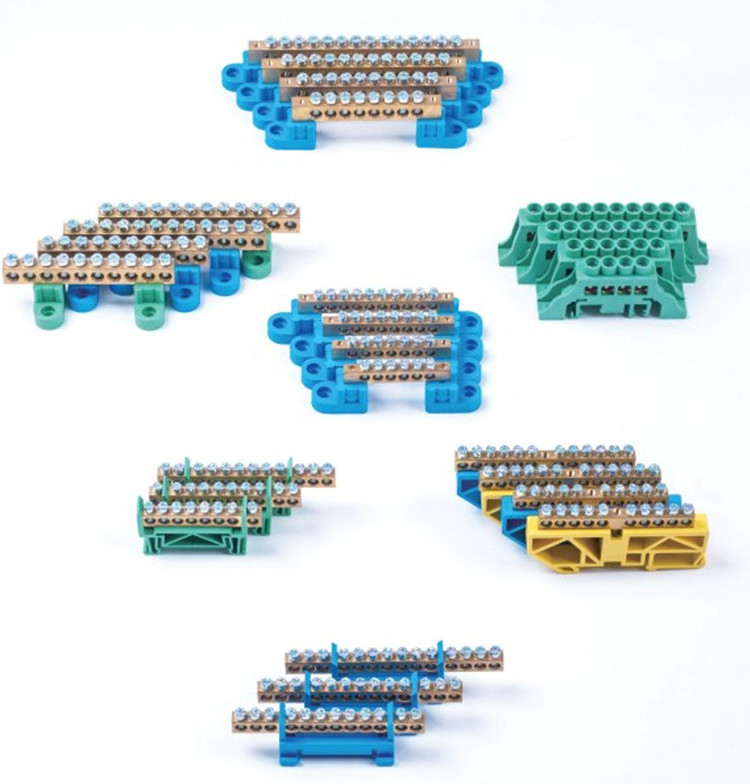 Din Rail Bus Bar Brass Terminal Block  Bus Bar Power Distribution Terminal Block 207,211,215,407,408,411,412,413,415