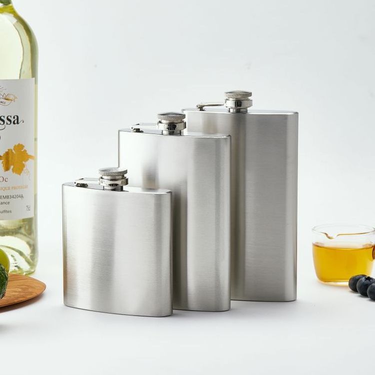 Wholesale Supply 1-10oz Metal Stainless Steel Portable Wine Whiskey Hip Flask