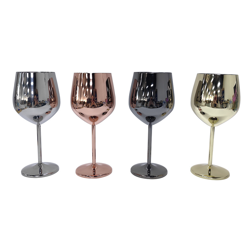 Custom Logo Portable 530ml 18oz Unbreakable Stainless Steel Stem Wine Goblet Glasses