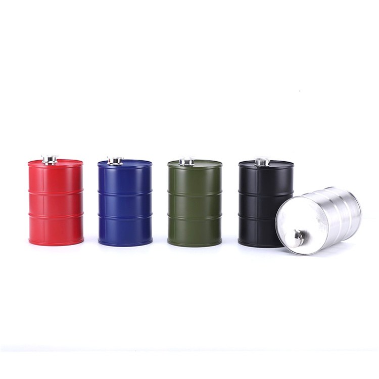 Wholesale 750ml Outdoor Picnic Travel Stainless Steel 304 Oil Drums Shape Hip Flask for Liquor