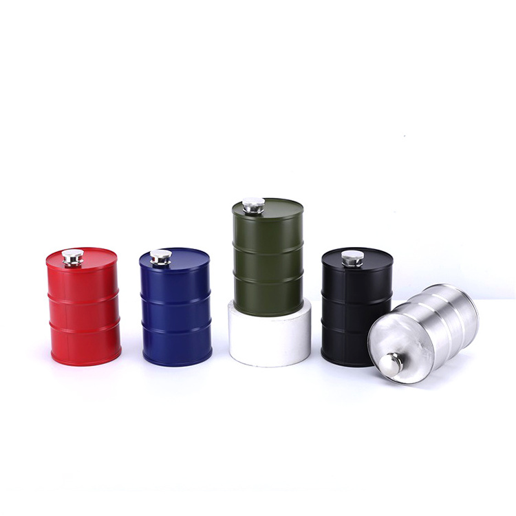 Wholesale 750ml Outdoor Picnic Travel Stainless Steel 304 Oil Drums Shape Hip Flask for Liquor