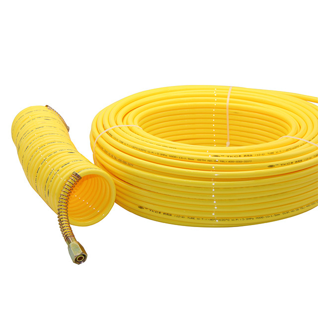 25 Ft 50 Ft Truck Air Brake Polyurethane Pneumatic nylon Spiral Recoil Coiled Coil Air Hose Pipe 5X8Mm For Trailer