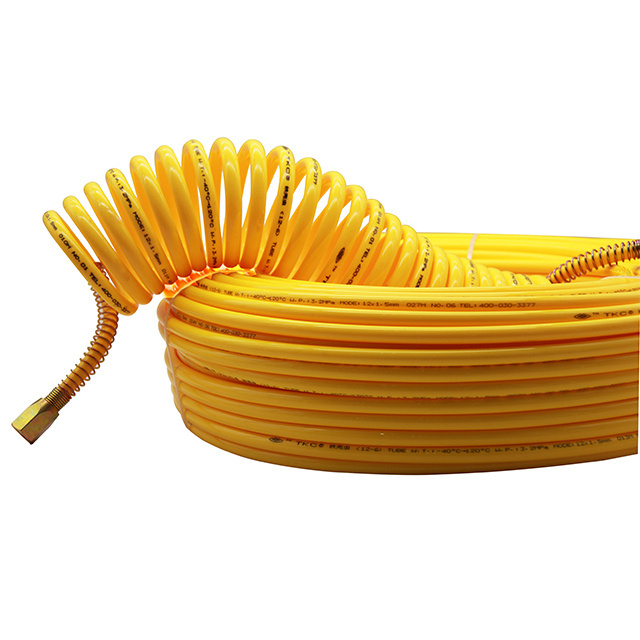 25 Ft 50 Ft Truck Air Brake Polyurethane Pneumatic nylon Spiral Recoil Coiled Coil Air Hose Pipe 5X8Mm For Trailer